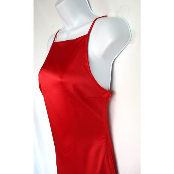 Nwt ZARA Red Satin Effect Side Tie Maxi Cocktail Dress Women's Size Small - Picture 6 of 10